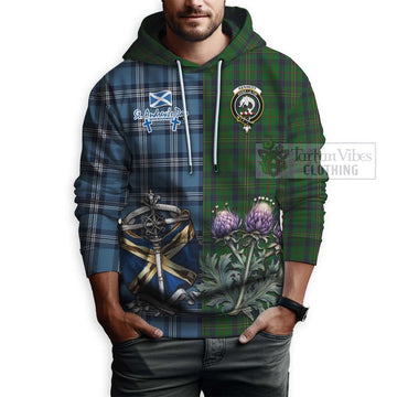 Kennedy Tartan Hoodie Happy St. Andrew's Day Half Tartan Style