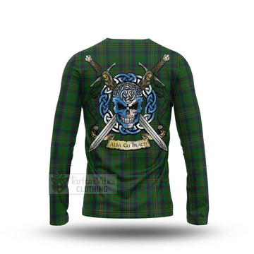 Kennedy Tartan Long Sleeve T-Shirt with Family Crest Celtic Skull Style