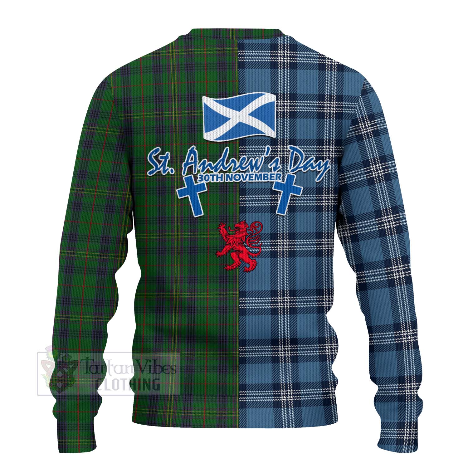 Tartan Vibes Clothing Kennedy Tartan Knitted Sweater Happy St. Andrew's Day Half Tartan Style