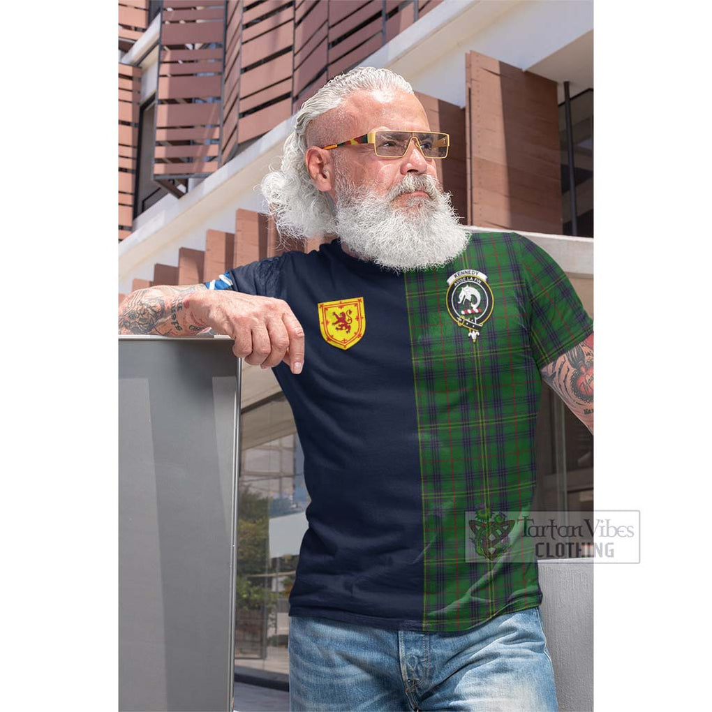 Tartan Vibes Clothing Kennedy Tartan Cotton T-shirt with Scottish Lion Royal Arm Half Style