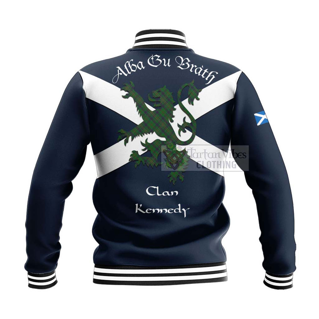 Tartan Vibes Clothing Kennedy Tartan Lion Rampant Baseball Jacket – Proudly Display Your Heritage with Alba Gu Brath and Clan Name