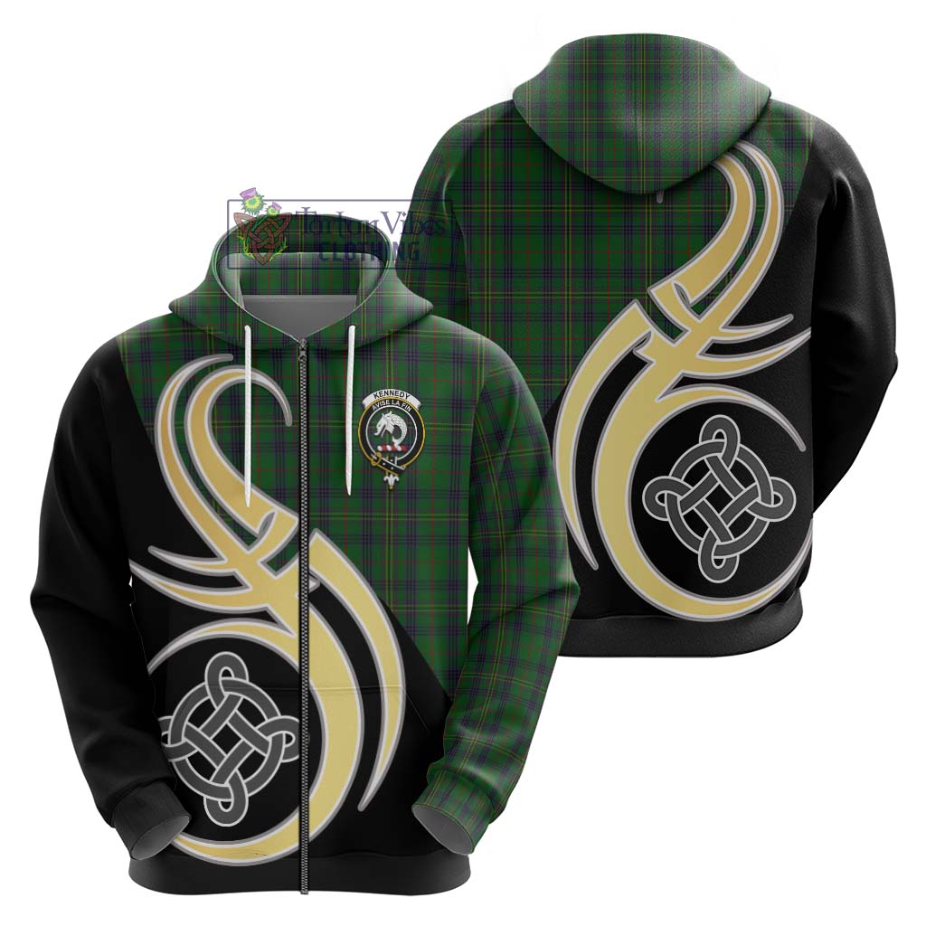 Kennedy Tartan Hoodie with Family Crest and Celtic Symbol Style - Tartan Vibes Clothing