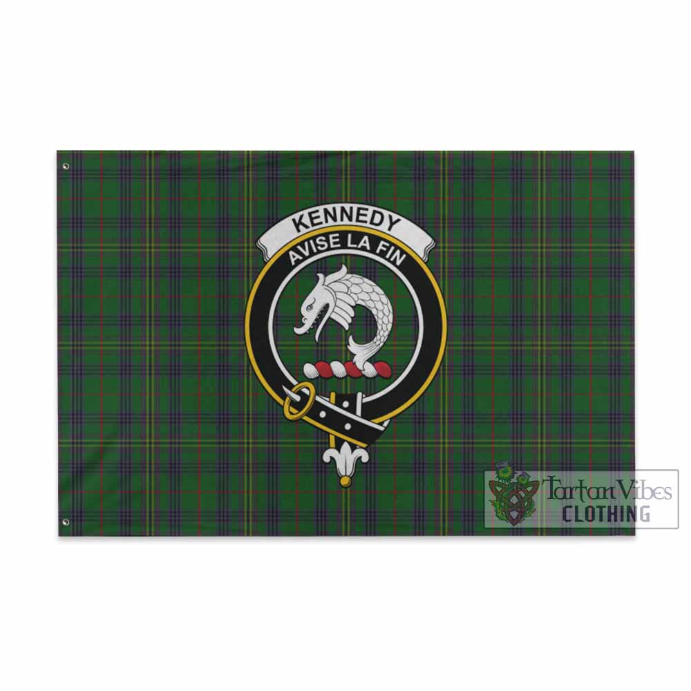 Tartan Vibes Clothing Kennedy Tartan House Flag with Family Crest