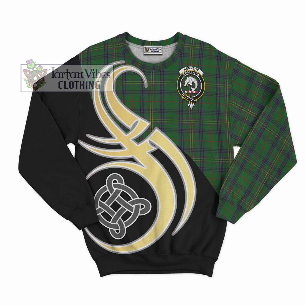 Kennedy Tartan Sweatshirt with Family Crest and Celtic Symbol Style - Tartan Vibes Clothing