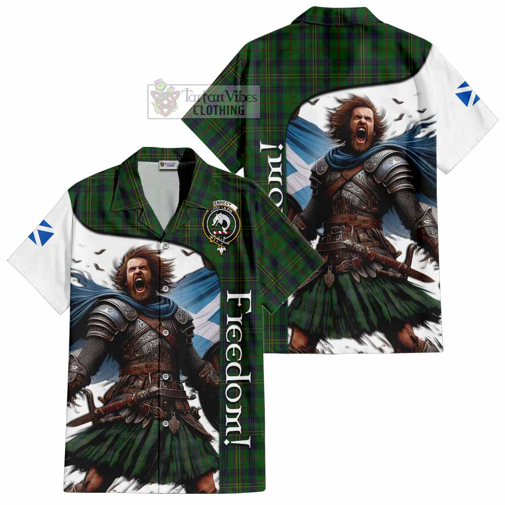 Tartan Vibes Clothing Kennedy Crest Tartan Short Sleeve Button Shirt Inspired by the Freedom of Scottish Warrior