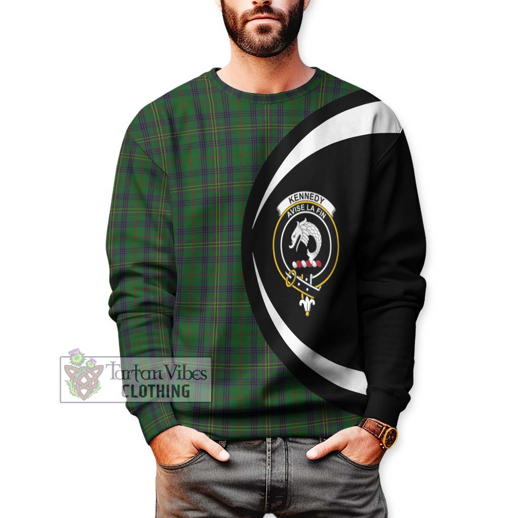 Kennedy Tartan Sweatshirt with Family Crest Circle Style - Tartan Vibes Clothing