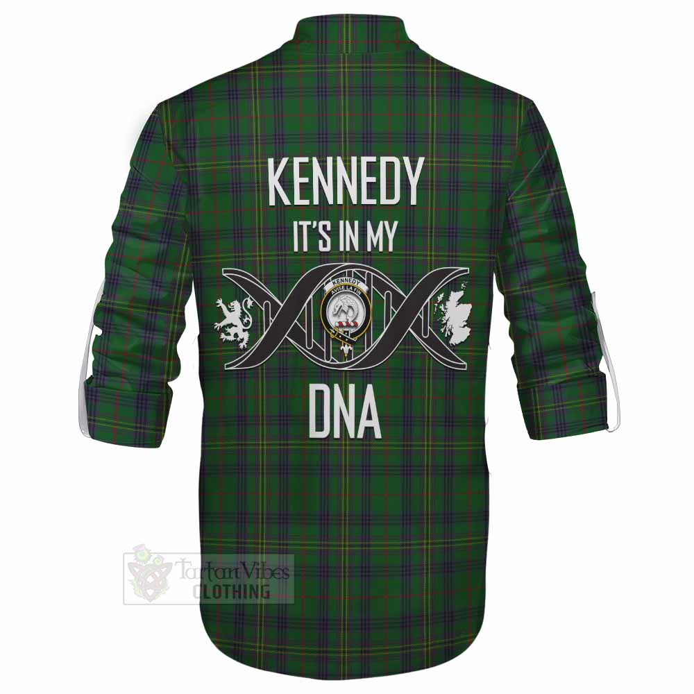 Tartan Vibes Clothing Kennedy Tartan Ghillie Kilt Shirt with Family Crest DNA In Me Style