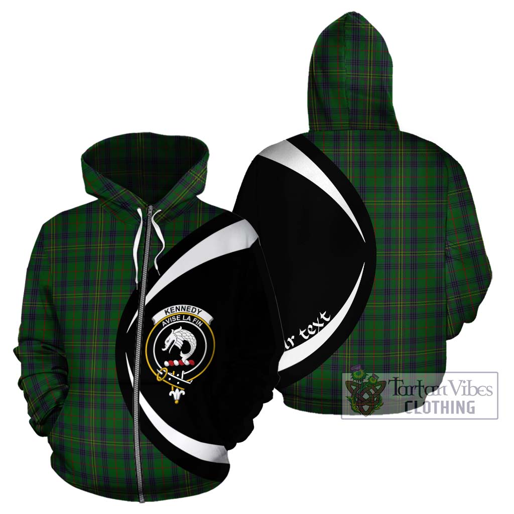 Tartan Vibes Clothing Kennedy Tartan Hoodie with Family Crest Circle Style