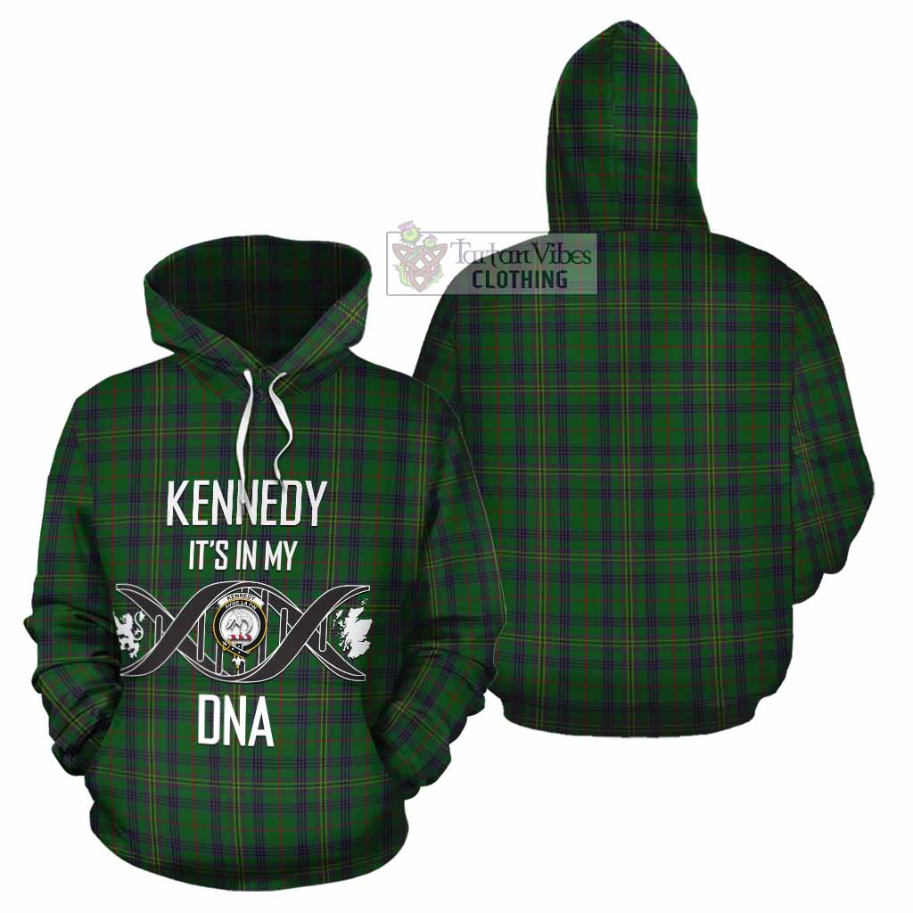 Tartan Vibes Clothing Kennedy Tartan Cotton Hoodie with Family Crest DNA In Me Style