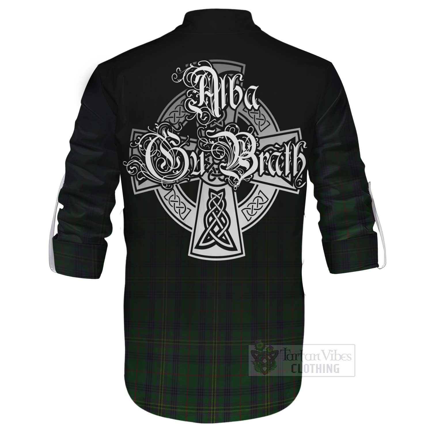 Tartan Vibes Clothing Kennedy Tartan Ghillie Kilt Shirt Featuring Alba Gu Brath Family Crest Celtic Inspired