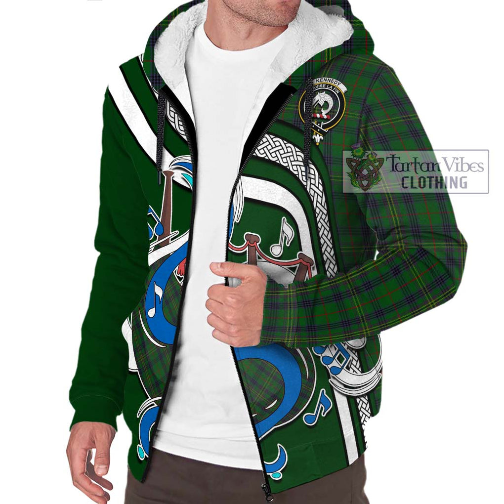 Kennedy Tartan Sherpa Hoodie with Epic Bagpipe Style Unisex - Tartanvibesclothing Shop