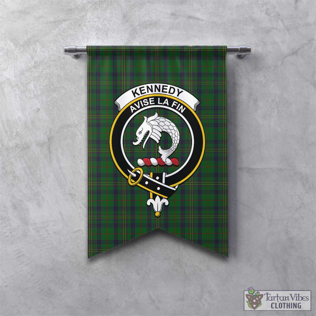 Tartan Vibes Clothing Kennedy Tartan Gonfalon, Tartan Banner with Family Crest