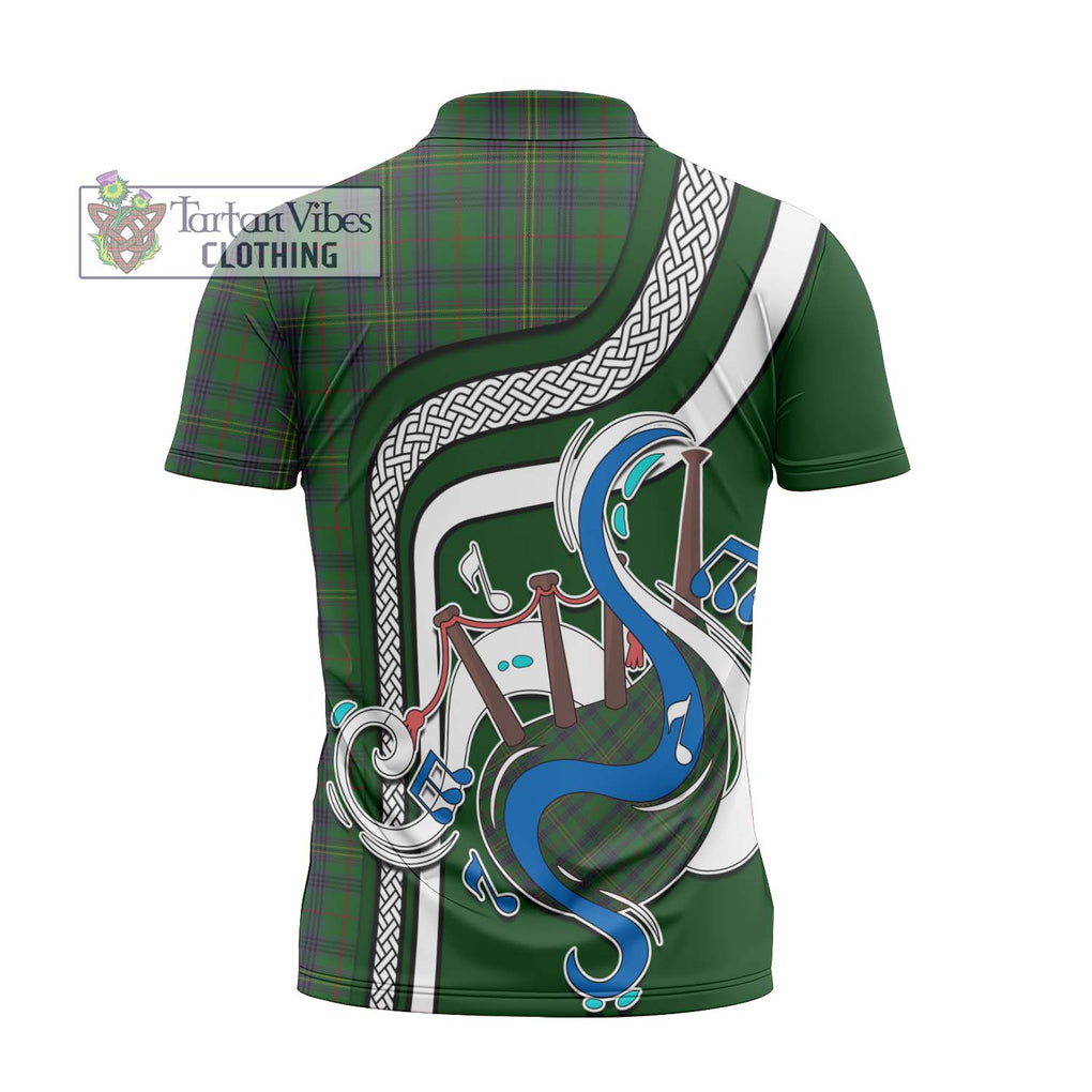 Kennedy Tartan Zipper Polo Shirt with Epic Bagpipe Style - Tartanvibesclothing Shop