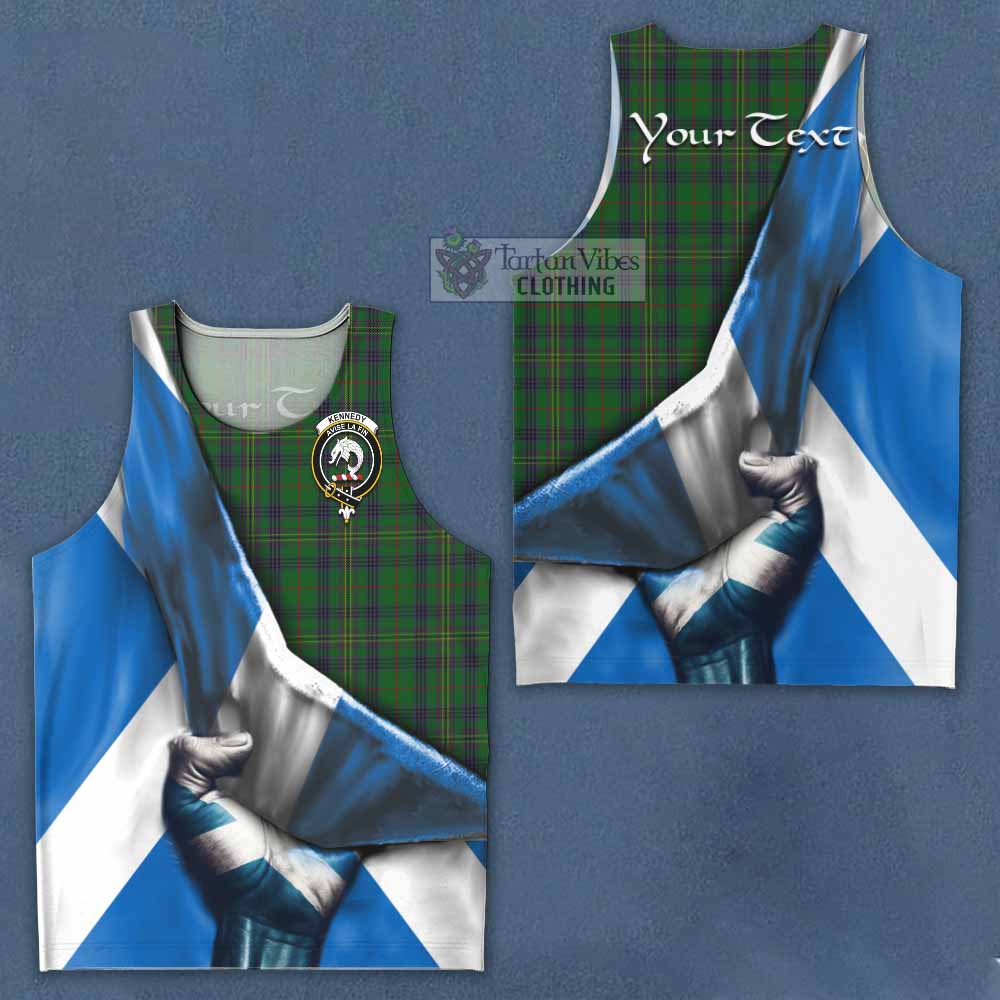 Tartan Vibes Clothing Kennedy Tartan Men's Tank Top with Family Crest Scotland Patriotic Style