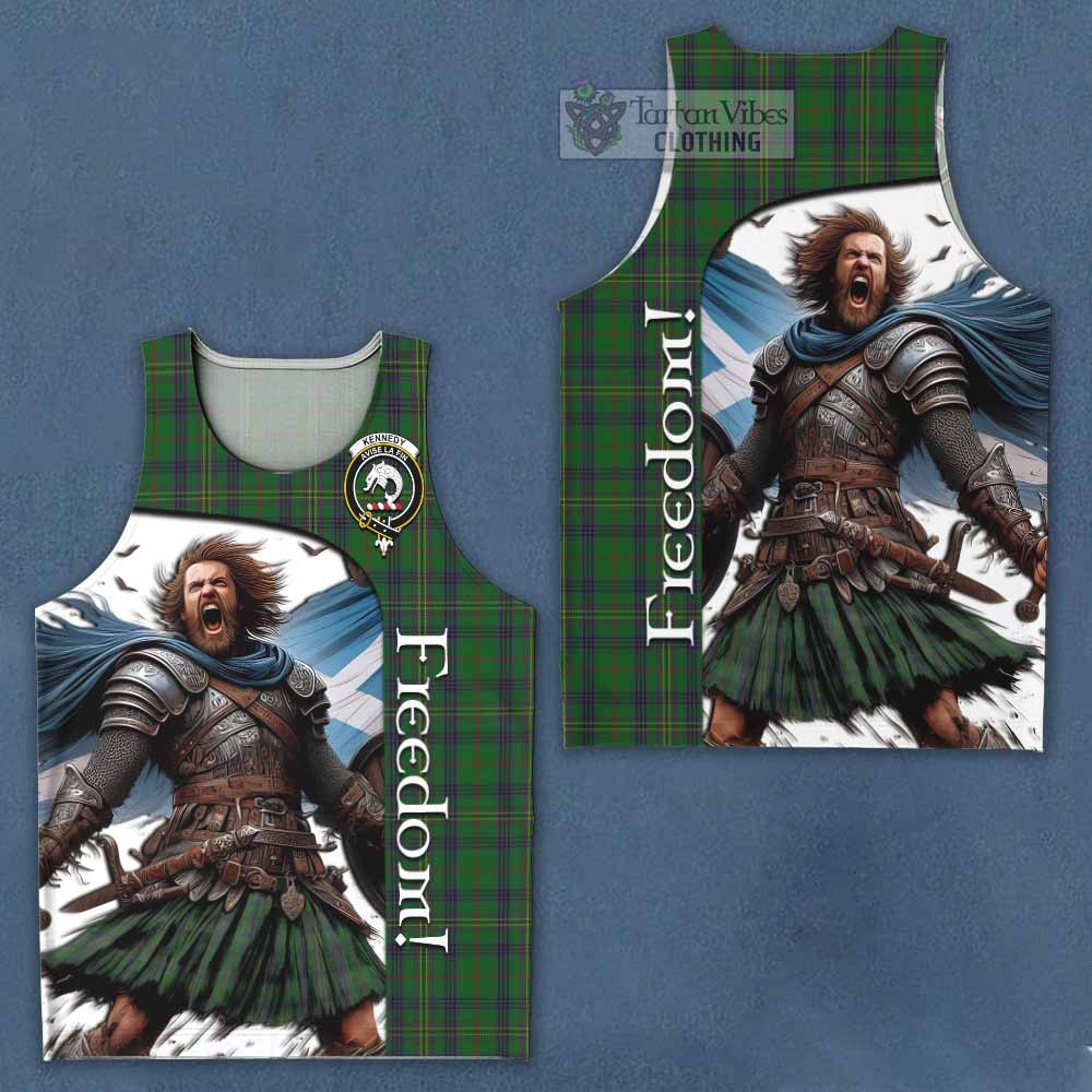 Tartan Vibes Clothing Kennedy Crest Tartan Men's Tank Top Inspired by the Freedom of Scottish Warrior