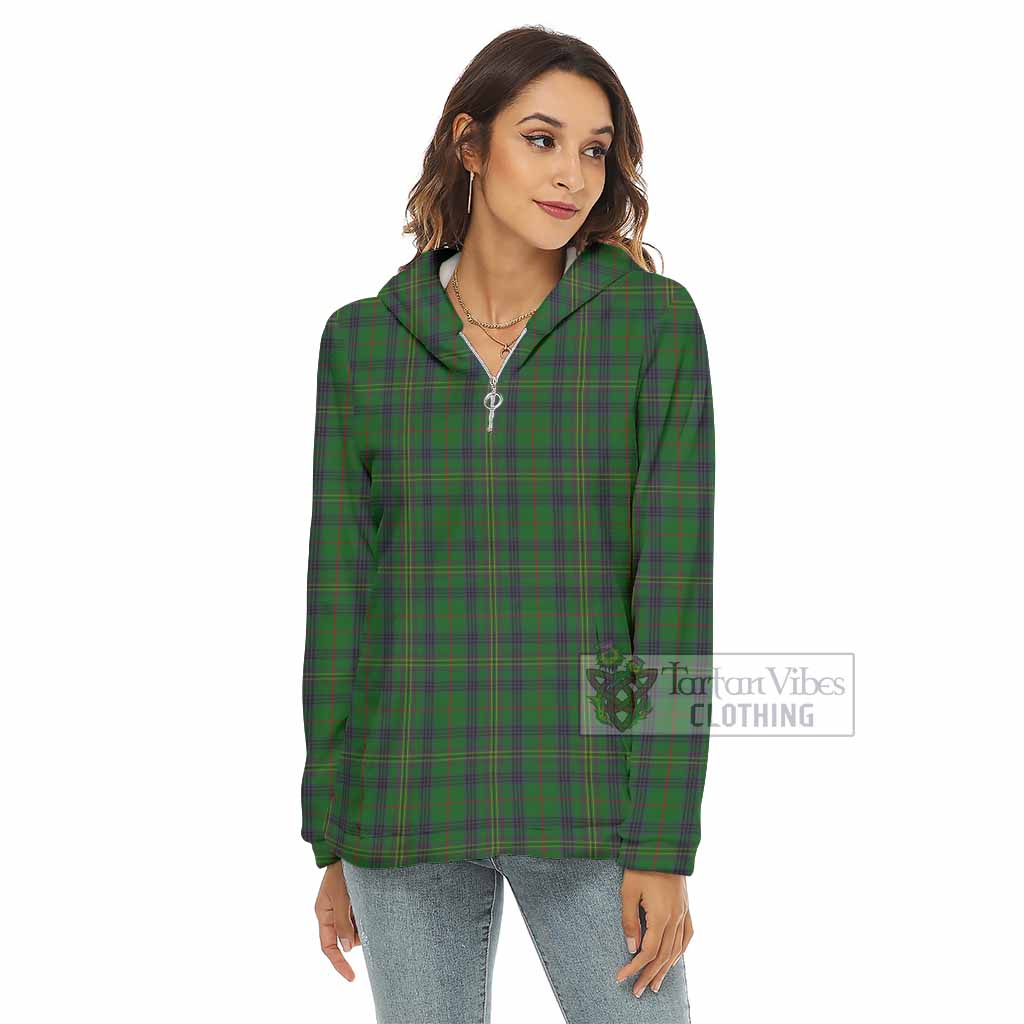 Kennedy Tartan Women's Borg Fleece Hoodie with Half Zip - Tartan Vibes Clothing