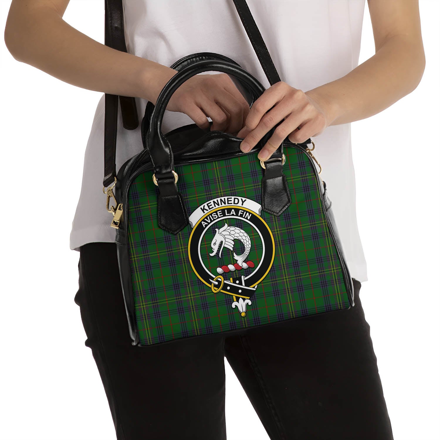 Kennedy Tartan Shoulder Handbags with Family Crest - Tartanvibesclothing