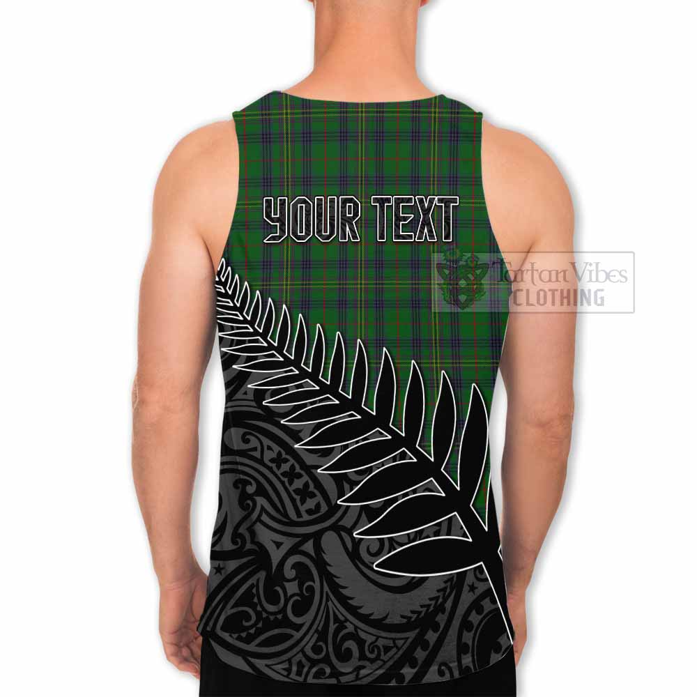 Tartan Vibes Clothing Kennedy Crest Tartan Men's Tank Top with New Zealand Silver Fern Half Style