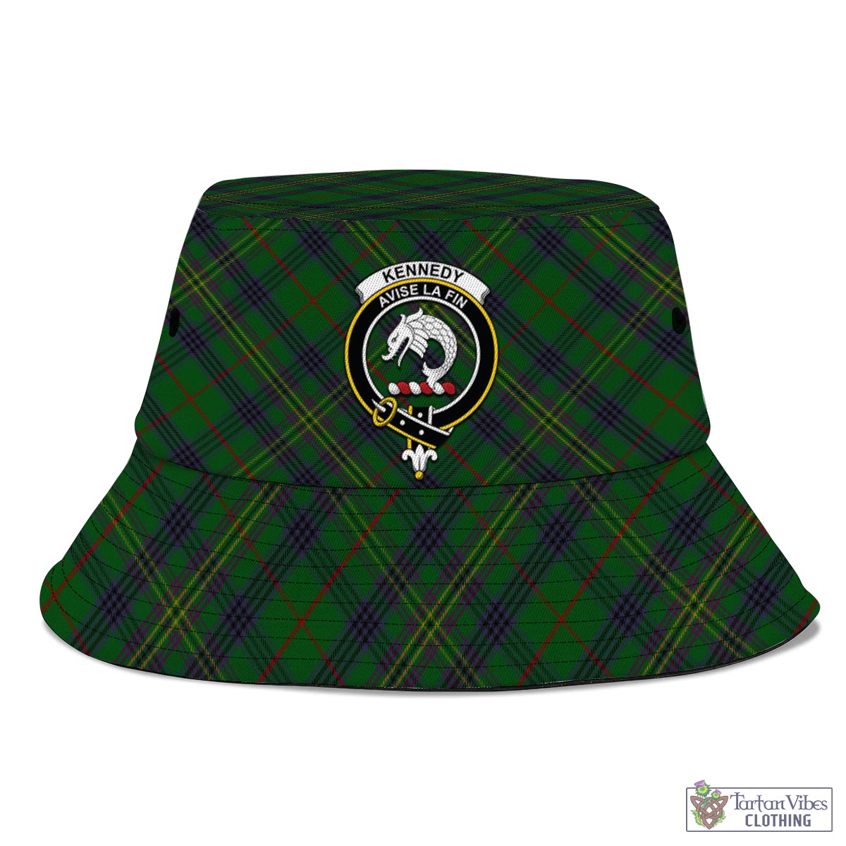 Tartan Vibes Clothing Kennedy Tartan Bucket Hat with Family Crest