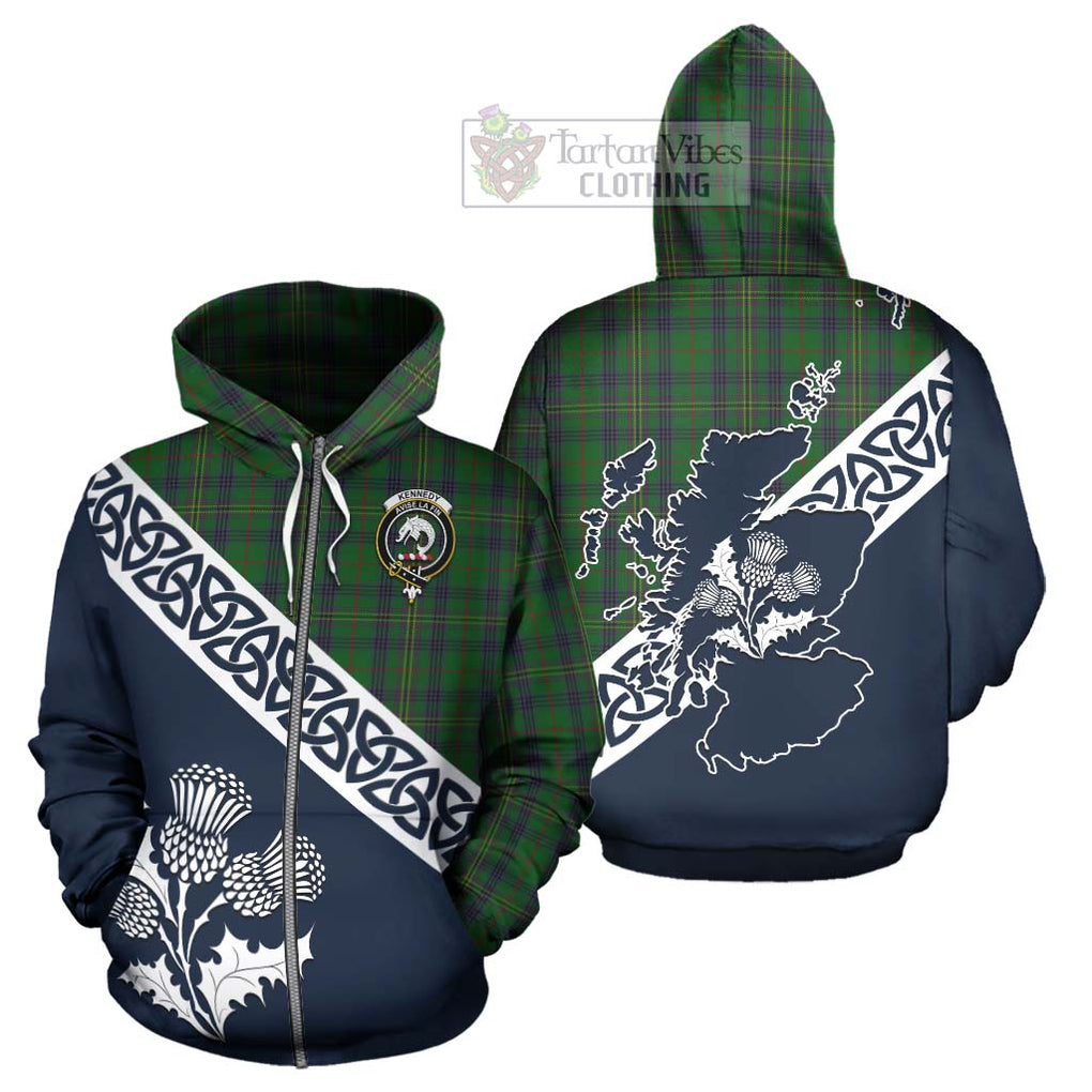 Tartan Vibes Clothing Kennedy Tartan Hoodie Featuring Thistle and Scotland Map