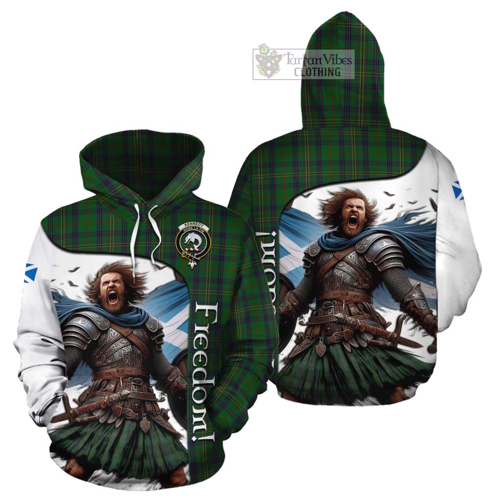 Tartan Vibes Clothing Kennedy Crest Tartan Cotton Hoodie Inspired by the Freedom of Scottish Warrior