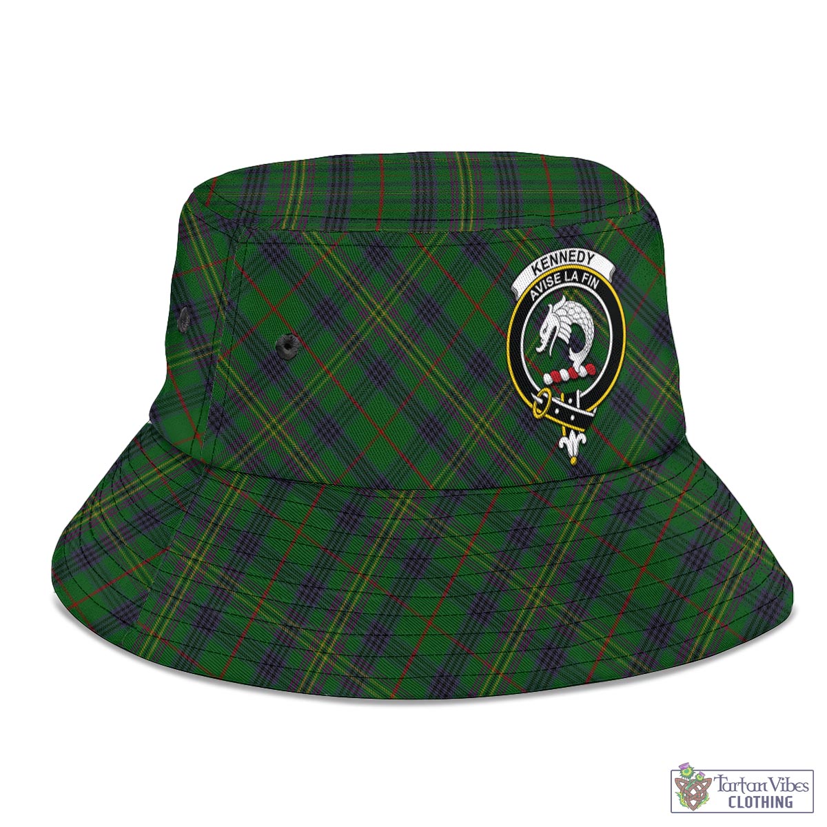 Tartan Vibes Clothing Kennedy Tartan Bucket Hat with Family Crest