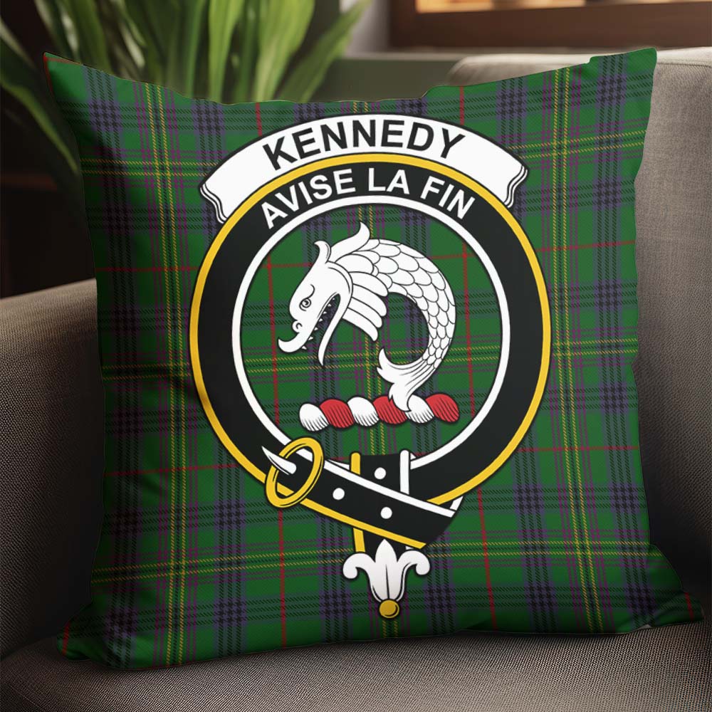 Kennedy Tartan Pillow Cover with Family Crest - Tartanvibesclothing