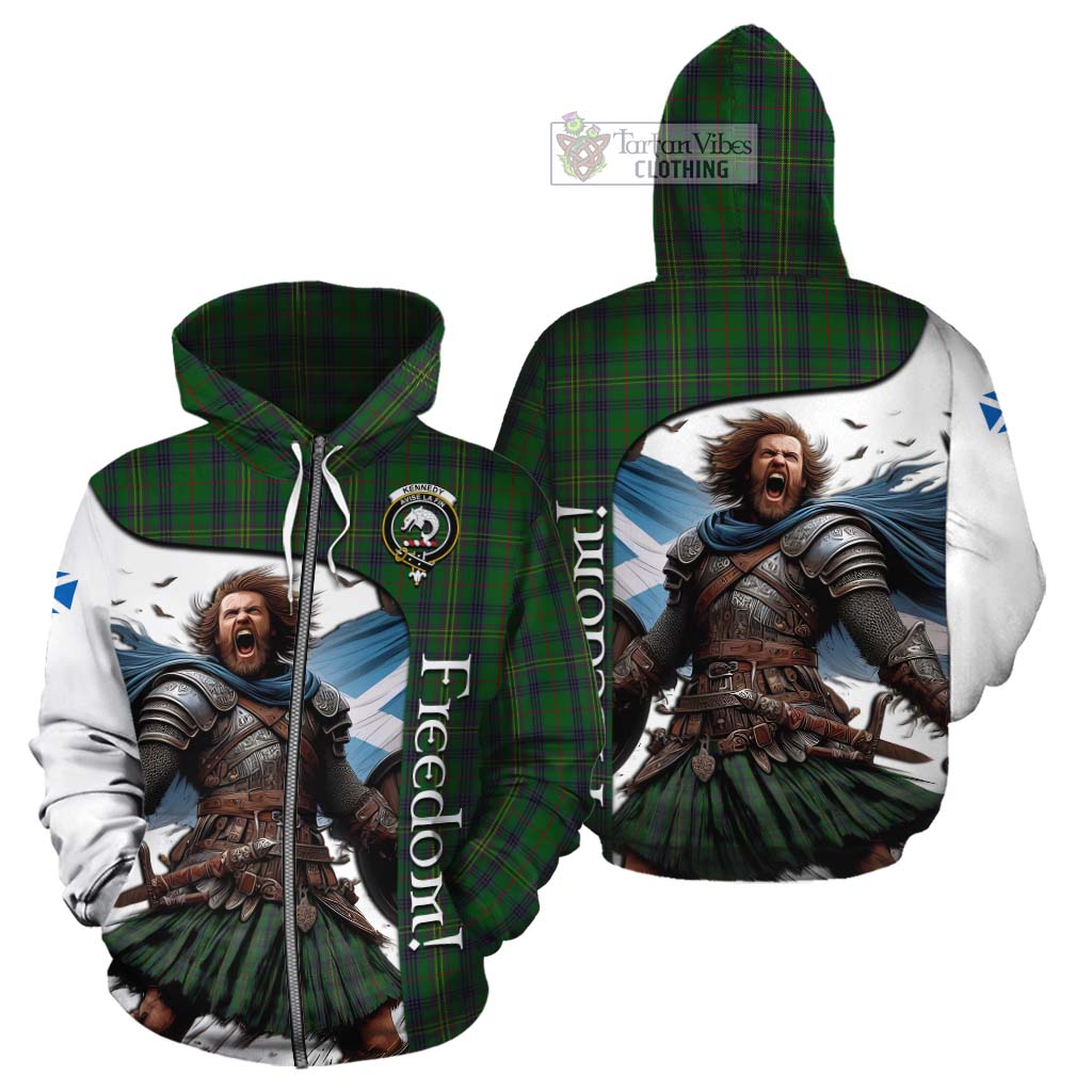 Tartan Vibes Clothing Kennedy Crest Tartan Cotton Hoodie Inspired by the Freedom of Scottish Warrior