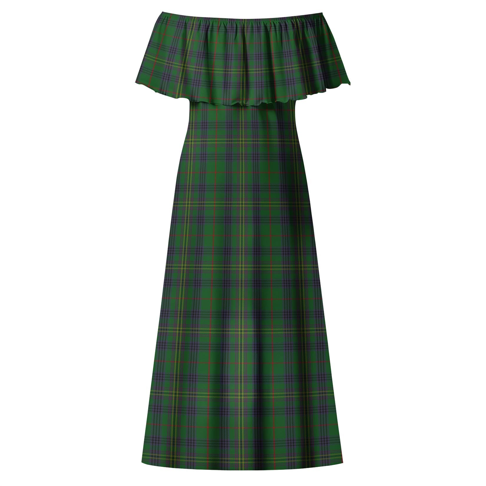 Kennedy Tartan Off Shoulder Long Dress - Tartanvibesclothing