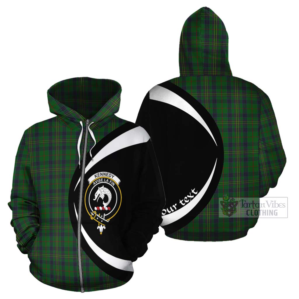 Tartan Vibes Clothing Kennedy Tartan Cotton Hoodie with Family Crest Circle Style