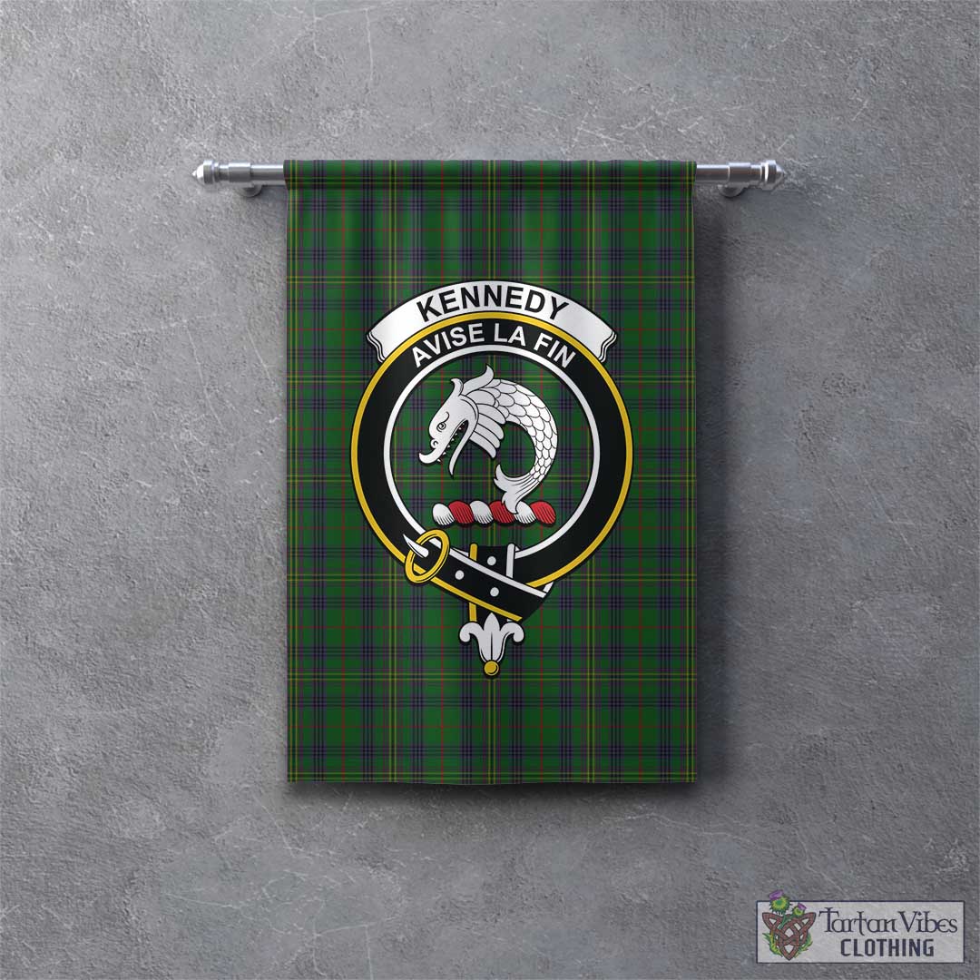 Tartan Vibes Clothing Kennedy Tartan Gonfalon, Tartan Banner with Family Crest