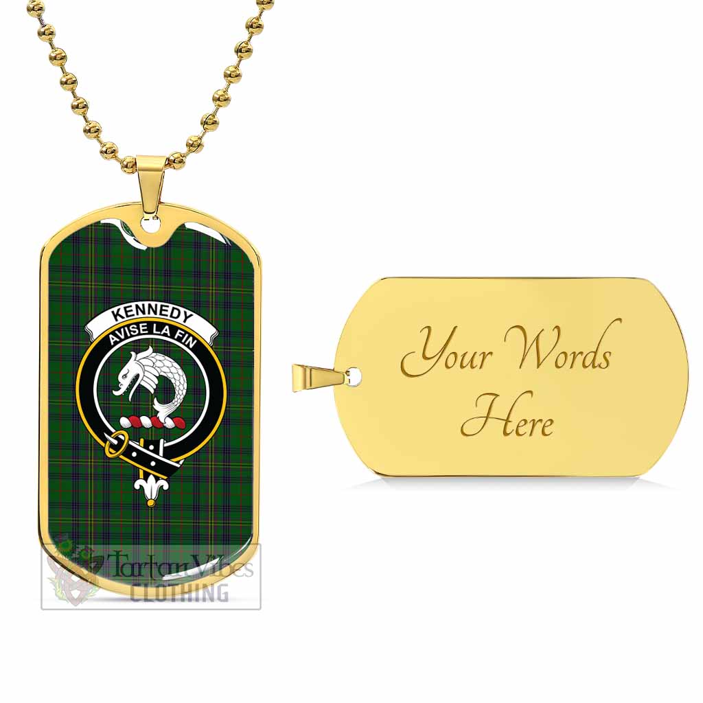 Tartan Vibes Clothing Kennedy Tartan Dog Tag Necklace with Family Crest