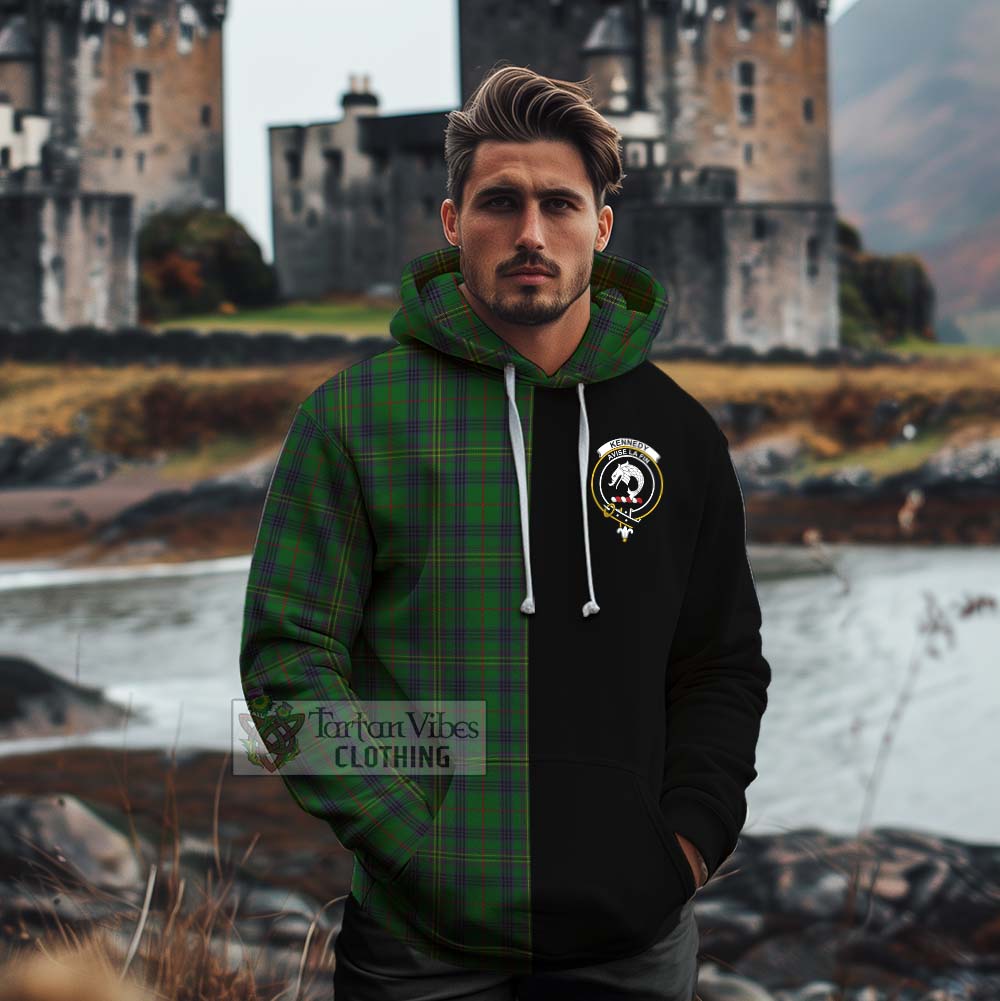 Tartan Vibes Clothing Kennedy Tartan Cotton Hoodie with Family Crest and Half Of Me Style