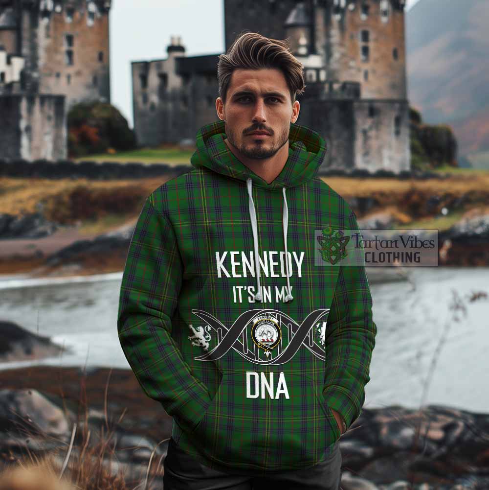 Tartan Vibes Clothing Kennedy Tartan Cotton Hoodie with Family Crest DNA In Me Style