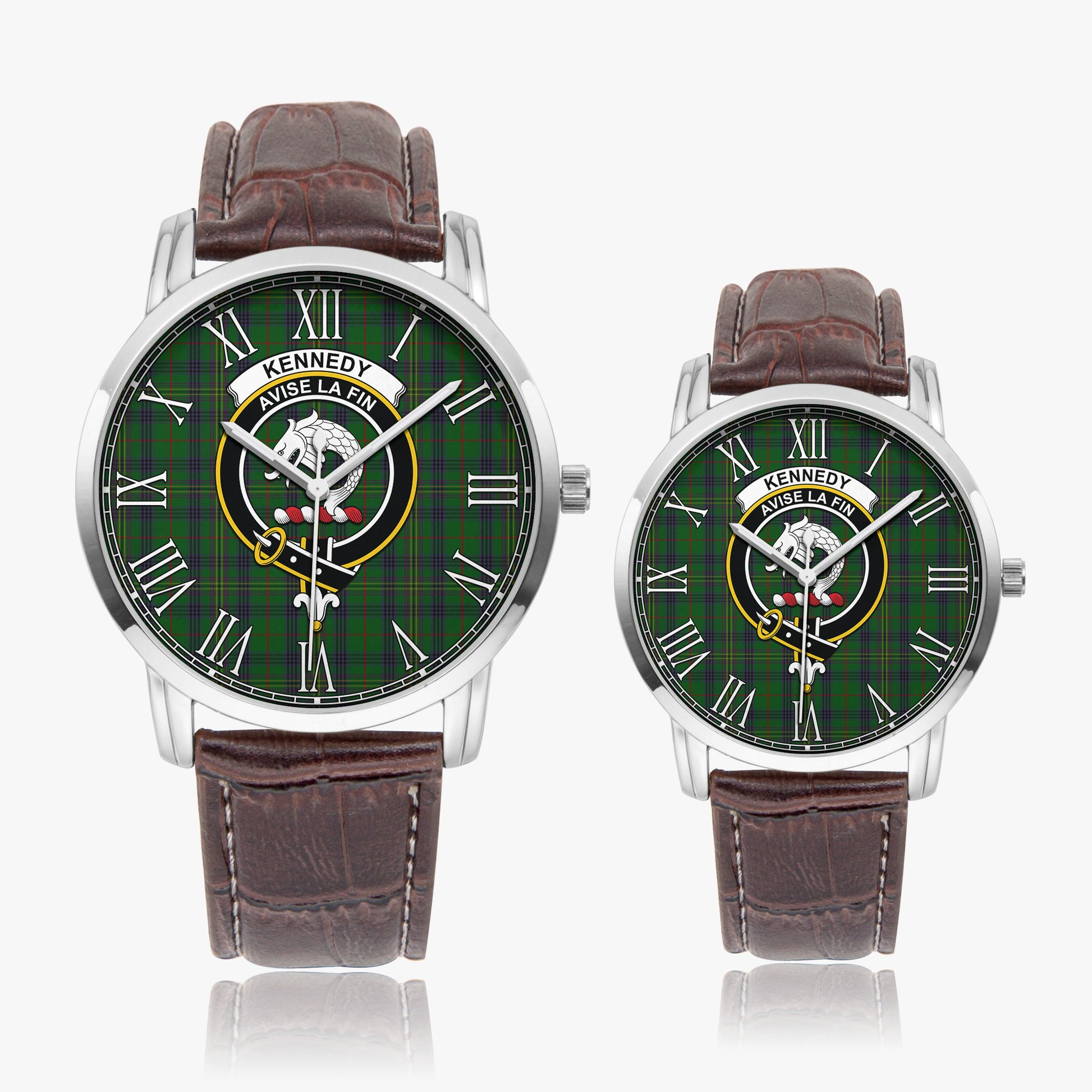 Kennedy Tartan Family Crest Leather Strap Quartz Watch - Tartanvibesclothing