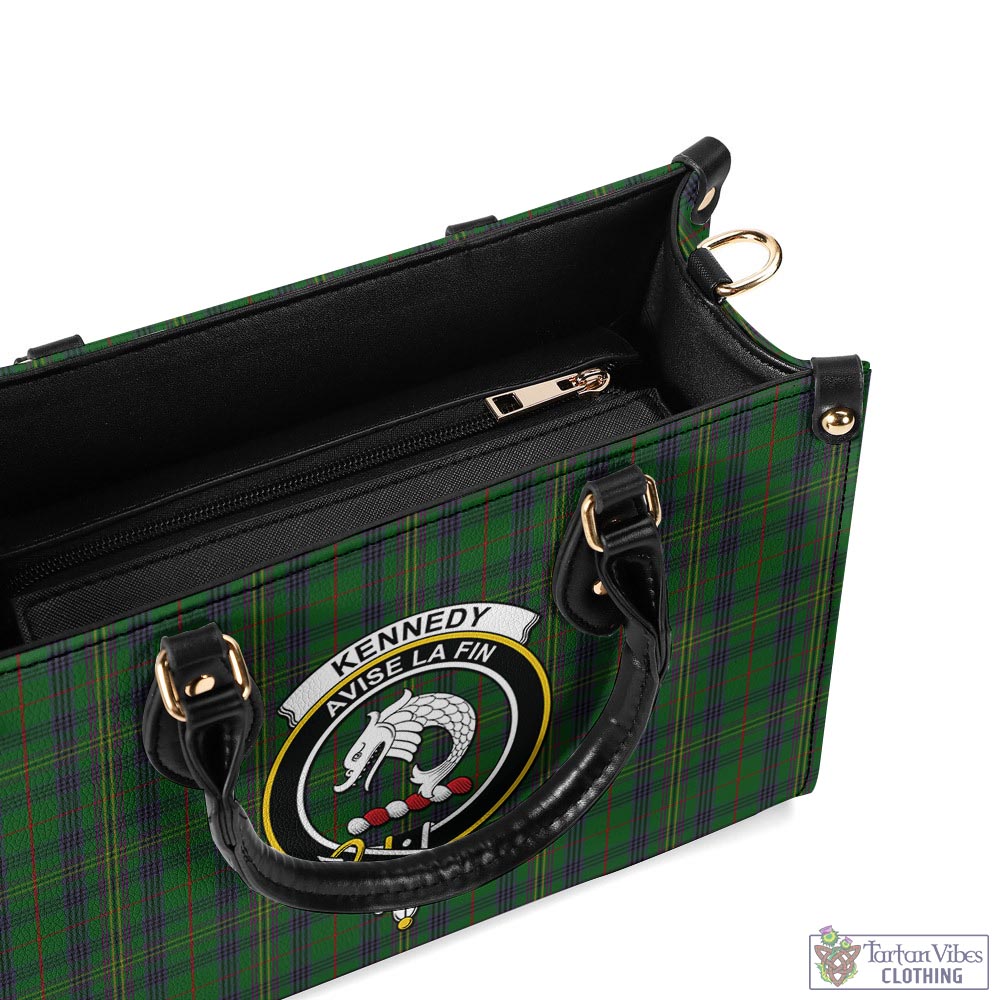 Tartan Vibes Clothing Kennedy Tartan Luxury Leather Handbags with Family Crest