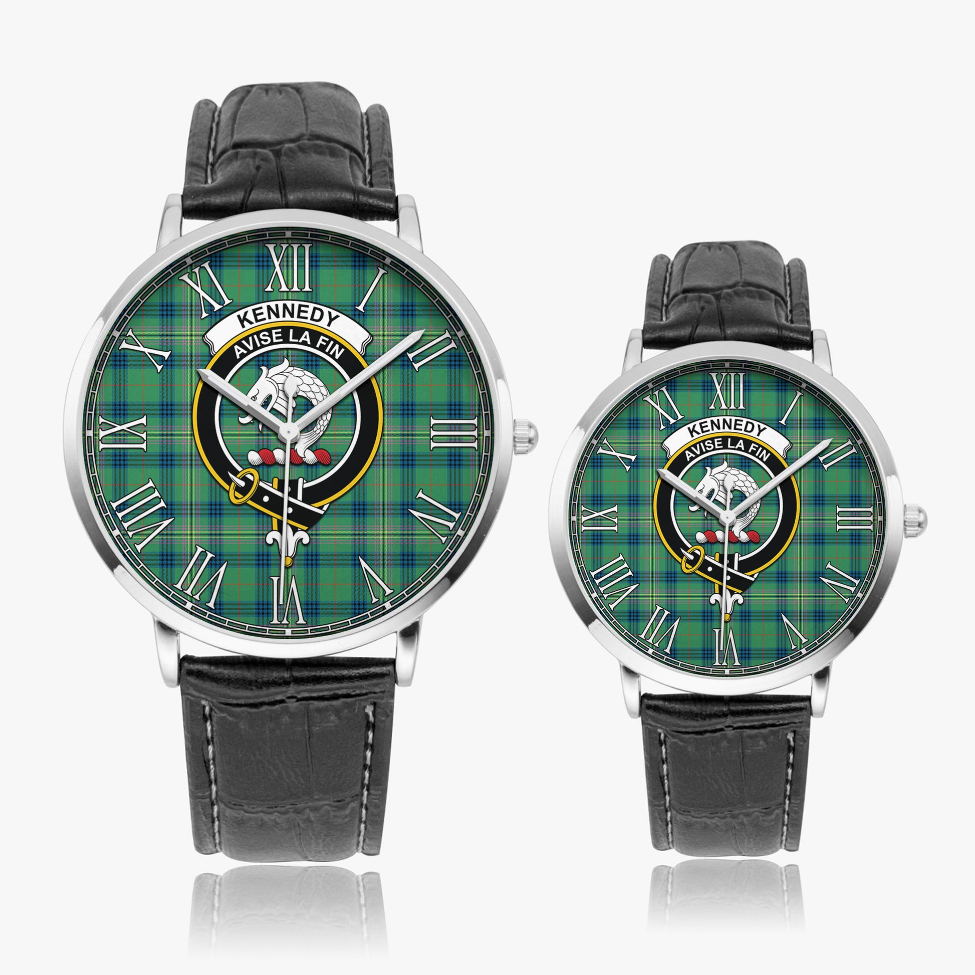 Kennedy Ancient Tartan Family Crest Leather Strap Quartz Watch - Tartanvibesclothing