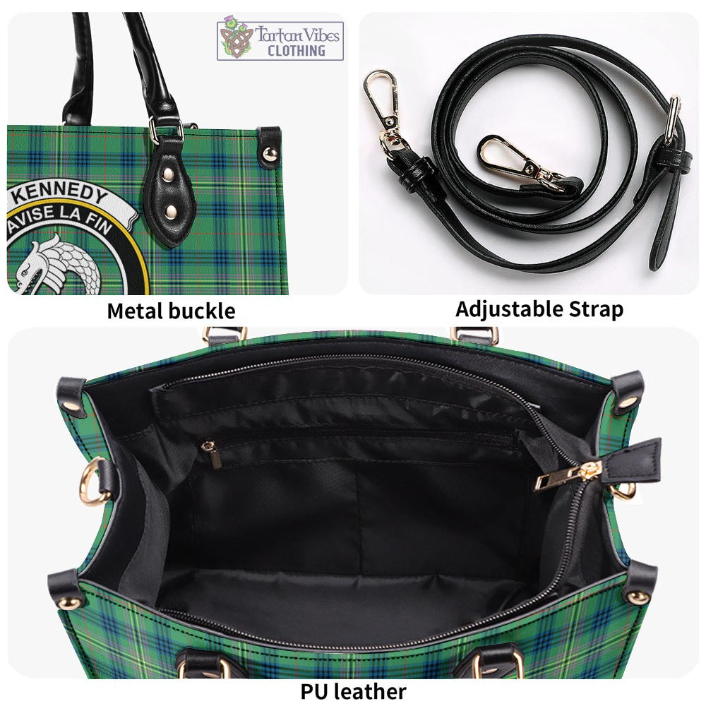 Tartan Vibes Clothing Kennedy Ancient Tartan Luxury Leather Handbags with Family Crest