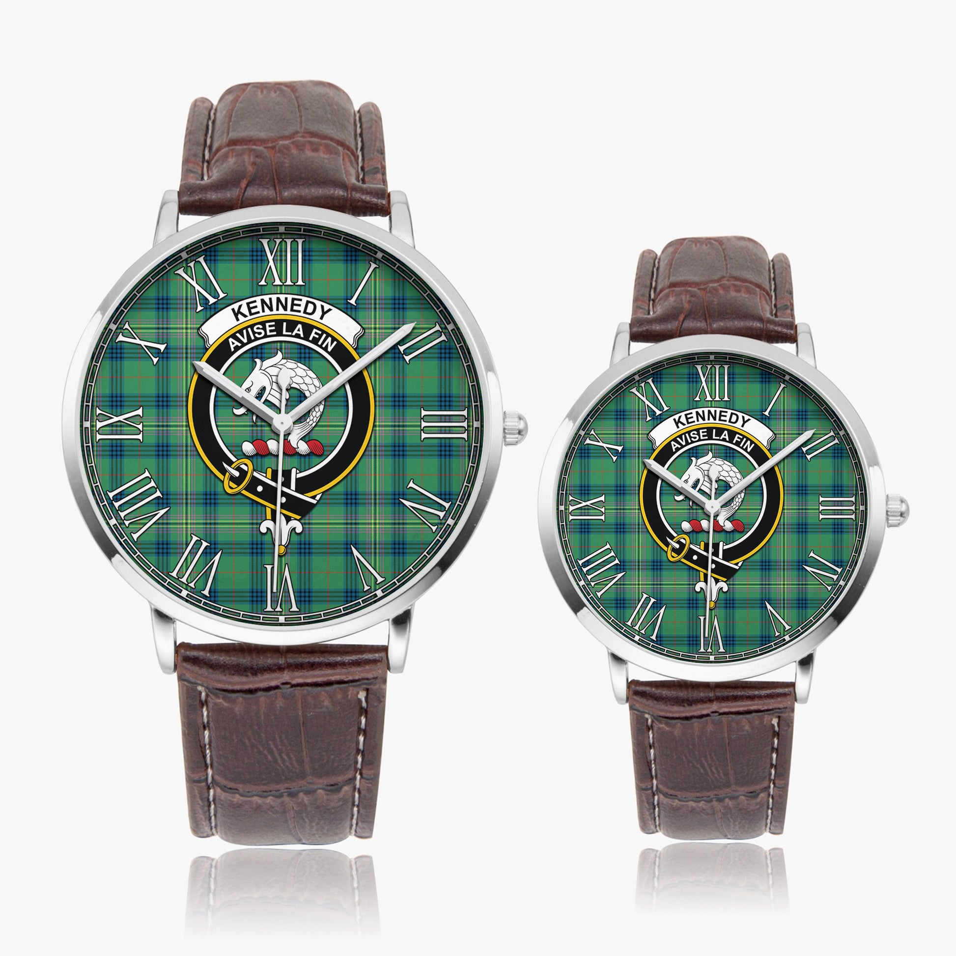 Kennedy Ancient Tartan Family Crest Leather Strap Quartz Watch - Tartanvibesclothing