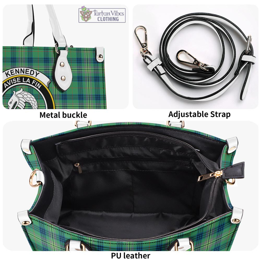 Tartan Vibes Clothing Kennedy Ancient Tartan Luxury Leather Handbags with Family Crest