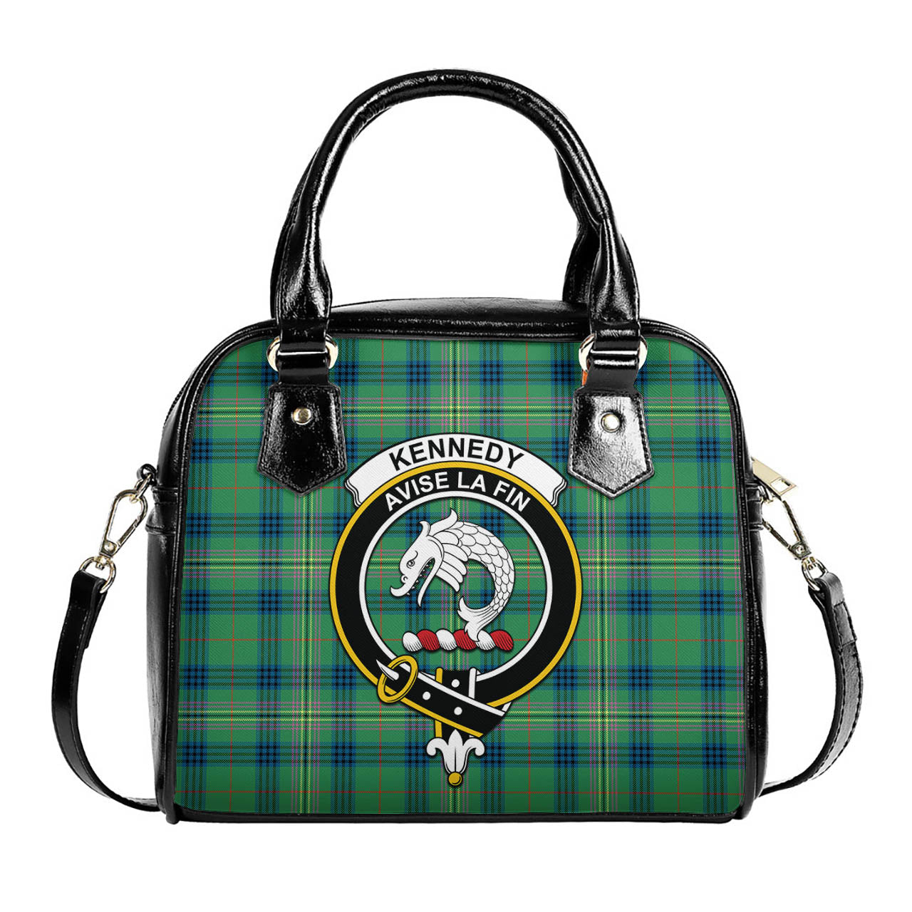 Kennedy Ancient Tartan Shoulder Handbags with Family Crest One Size 6*25*22 cm - Tartanvibesclothing