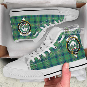 Kennedy Ancient Tartan High Top Shoes with Family Crest