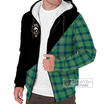 Kennedy Ancient Tartan Sherpa Hoodie with Family Crest and Military Logo Style