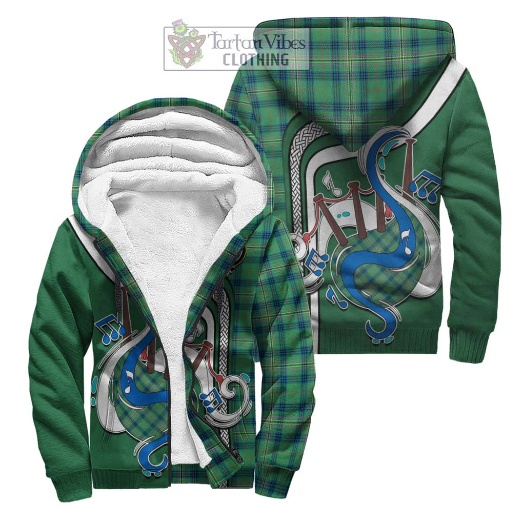 Kennedy Ancient Tartan Sherpa Hoodie with Epic Bagpipe Style Unisex S - Tartanvibesclothing Shop