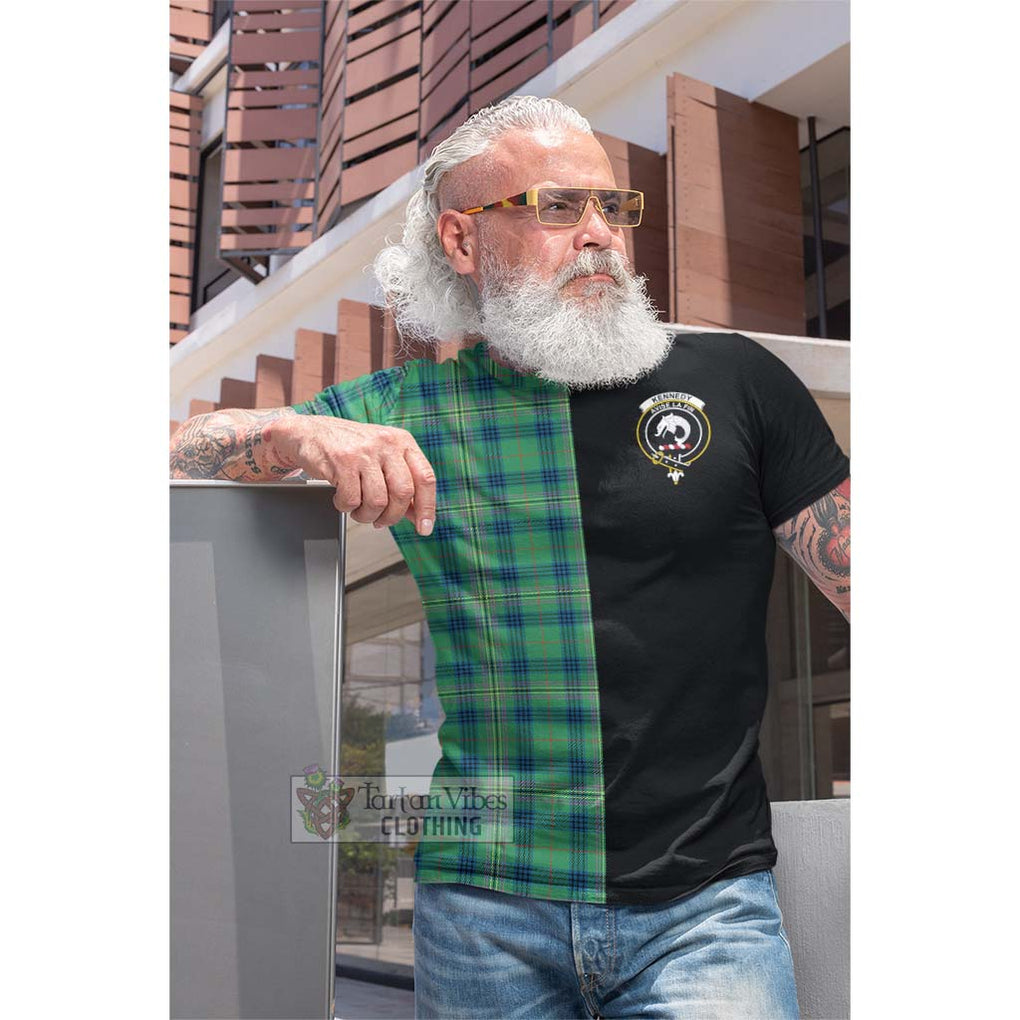 Tartan Vibes Clothing Kennedy Ancient Tartan Cotton T-shirt with Family Crest and Half Of Me Style