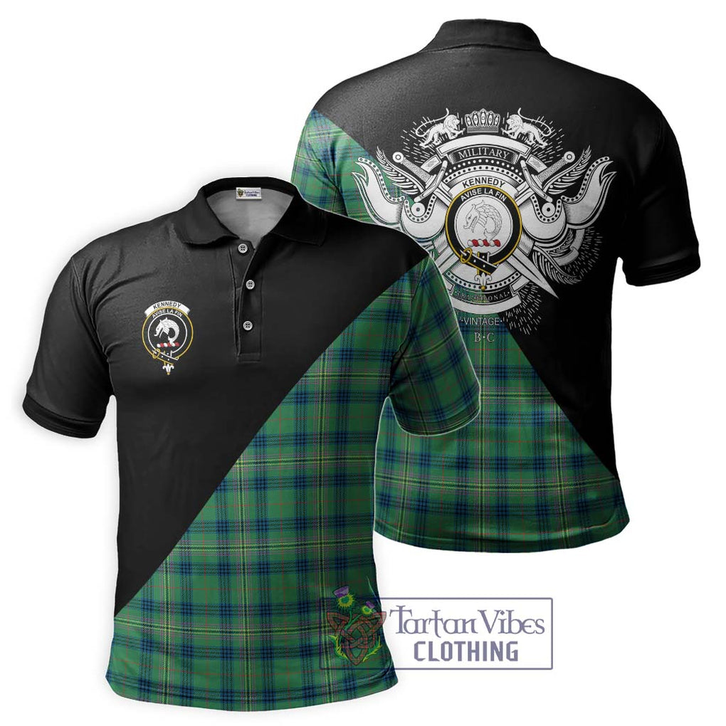 Kennedy Ancient Tartan Polo Shirt with Family Crest and Military Logo Style Kid - Tartanvibesclothing Shop