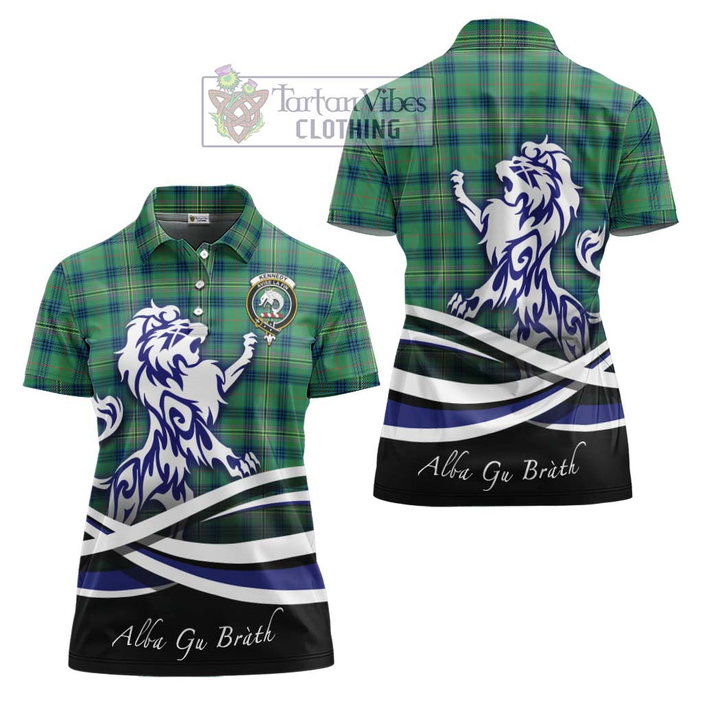 Kennedy Ancient Tartan Women's Polo Shirt with Alba Gu Brath Regal Lion Emblem Women - Tartanvibesclothing Shop