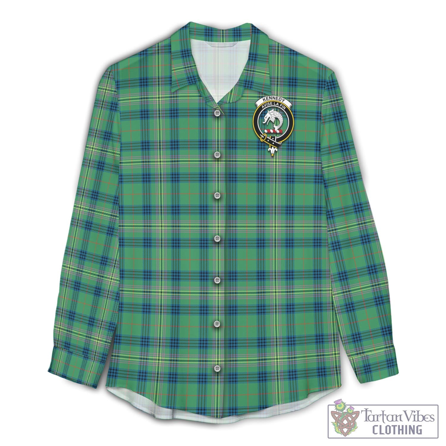 Tartan Vibes Clothing Kennedy Ancient Tartan Womens Casual Shirt with Family Crest