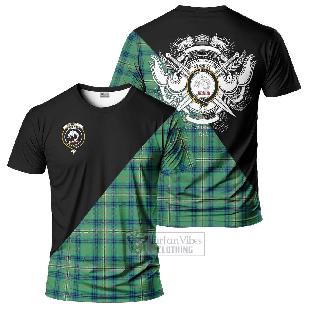 Kennedy Ancient Tartan T-Shirt with Family Crest and Military Logo Style Kid's Shirt - Tartanvibesclothing Shop