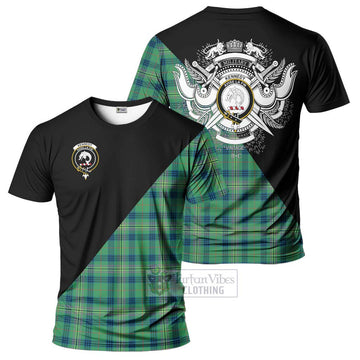 Kennedy Ancient Tartan T-Shirt with Family Crest and Military Logo Style